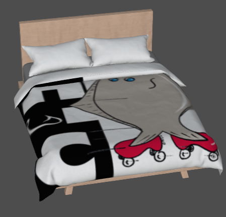 Duvet cover with the bold H&C logo and Seymour on other side